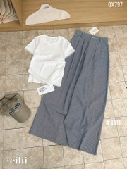 QUẦN SUÔNG KẺ ỐNG RỘNG NỮ