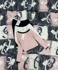 ÁO LEN Z.R CỔ THUYỀN ĐEN TRẮNG HỒNG NỮ THU ĐÔNG(XẢ 129k)