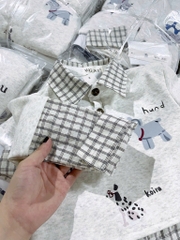SET BỘ DÀI ÁO PHỐI SƠ MI KẺ QUẦN BÒ BÉ TRAI