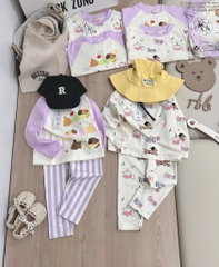 BỘ DÀI CHÓ CON NHỎ TONE TÍM BE QUẦN KẺ BÉ GÁI