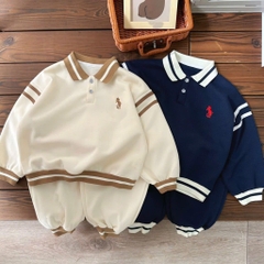 BỘ DÀI NỈ HAI DA POLO THÊU NGỰA 2 MÀU BÉ TRAI