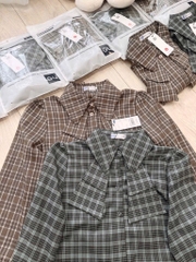 ÁO SƠ MI GU KẺ NƠ 2 LỚP DÀI TAY NỮ SẴN (XẢ 79k)