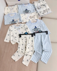 SET 2 BỘ DÀI CARO XANH VOI BÉ TRAI SẴN (SALE 109k)