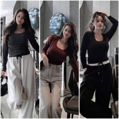 SET 3 ÁO DÀI TAY CỔ VUÔNG NỮ THU ĐÔNG