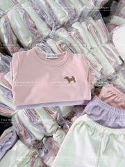 SET 3 BỘ DÀI NỈ LÔNG THÊU CHÓ BÉ GÁI SẴN