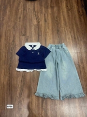 SET QUẦN JEAN ÁO COTTON 2 MÀU BÉ GÁI