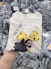 SET BỘ ÁO HOẠ TIẾT CÔ GÁI KÈM QUẦN JEAN PHỐI KẺ CARO NỮ(XẢ99k)