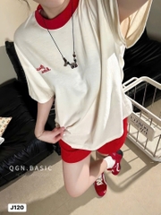 SET BỘ ÁO TRẮNG QUẦN ĐỎ NỮ