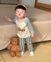 SET 2 BỘ DÀI CHÓ MK QUẦN KẺ SỌC BÉ TRAI