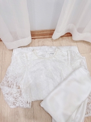 SET ÁO DÀI REN 2 LỚP CỔ NGỌC ĐÍNH VAI ĐÁ(xả 150k)