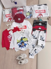 SET 3 BỘ DÀI TAY SPIDERMAN BATMAN BÉ TRAI SẴN