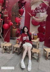 ÁO PHÔNG ĐỎ BOSTON THÊU ĐẮP CỘC TAY NỮ SẴN(XẢ 49k)