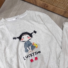 SET BỘ DÀI CÔ GÁI LUCKY TIME XÁM NỮ THU ĐÔNG