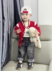 SÉT DÀI 3 MÓN COVER NEW ÁO KHOÁC BOMBER ĐỎ ÁO PHÔNG QUẦN JEAN BÉ TRAI