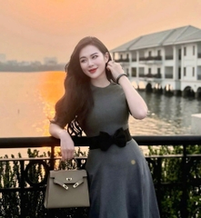 VÁY XOÈ LI DỌC CÓ NƠ MÀU XÁM NỮ (SALE 129k)
