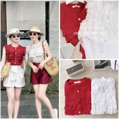 SET ÁO PHỐI BÈO 2 MÀU KÈM QUẦN SHORT TAFFTA NỮ (sale 148k)