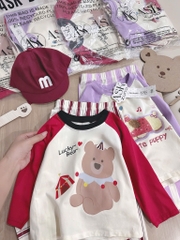 SET 2 BỘ DÀI QUẦN SỌC GẤU BEAR PUPPY BÉ GÁI SẴN