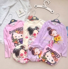 SET 3 ÁO DÀI TAY HELLO KITY TONE HỒNG TÍM BÉ GÁI