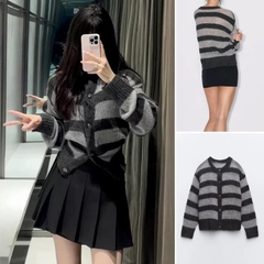ÁO LEN CARDIGAN PHỐI KẺ ZRRR SẴN