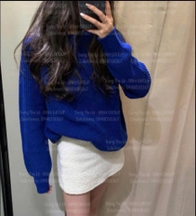 ÁO LEN TRỄ VAI XANH COBAN NỮ THU ĐÔNG