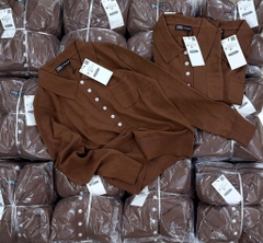 ÁO LEN CỔ POLO DÀI TAY NÂU SOCOLA NỮ THU ĐÔNG