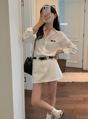 ÁO SƠ MI THÊU TIM DÀI TAY NỮ SẴN( xả 59k)