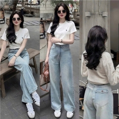SET ÁO PHÔNG THÊU NGỰA MIX QUẦN JEAN NỮ