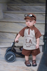 SET BỘ ÁO CỔ BẺ NÂU TÂY L.A CHO BÉ TRAI