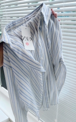 ÁO KẺ ZARA CỔ V VẠT BẦU NỮ