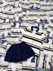 SET BỘ POLO KẺ CÚC PHỐI CV THAN NỮ