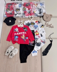 SET 2 BỘ DÀI IRONMAN MARVAL ĐEN ĐỎ GHI BÉ TRAI SẴN