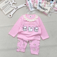 SÉT 2 BỘ COTTON DÀI TAY MÈO KITTY BE HỒNG CHO BÉ GÁI