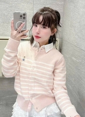 ÁO LEN KẺ CADIGAN GẤU WHO.AUU NỮ THU ĐÔNG