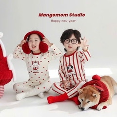 SET BỘ DÀI NOEL KẺ ĐỎ CHẤM NI BÉ TRAI BÉ GÁI