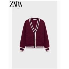 ÁO LEN CADIGAN MẬN Z.ARA PHỐI VIỀN NỮ THU ĐÔNG