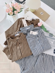 ÁO SƠ MI KẺ TAY LỬNG 2 MÀU NỮ