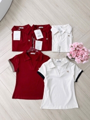 ÁO CỔ V PHỐI TAY ĐÍNH TAG NỮ SẴN