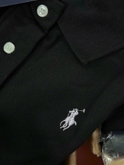 ÁO POLO ĐEN CỘC TAY THÊU NGỰA NỮ