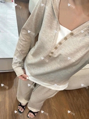 SET THUN PHỐI CỔ CÚC 2 MÀU NỮ THU ĐÔNG