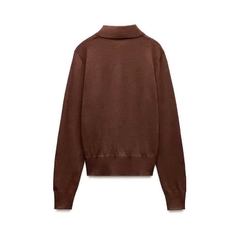 ÁO LEN CỔ POLO DÀI TAY NÂU SOCOLA NỮ THU ĐÔNG