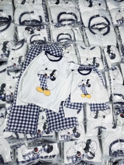 SET BỘ DÀI MICKEY QUẦN KẺ XANH THAN MẸ VÀ BÉ