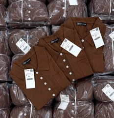 ÁO LEN CỔ POLO DÀI TAY NÂU SOCOLA NỮ THU ĐÔNG