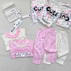 SÉT 2 BỘ COTTON DÀI TAY MÈO KITTY BE HỒNG CHO BÉ GÁI
