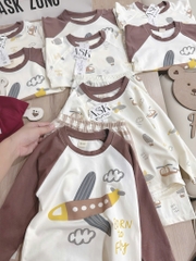 SET 2 BỘ DÀI MÁY BAY SIÊU XINH TONE NÂU BÉ TRAI
