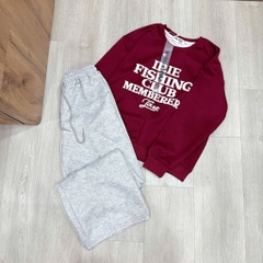 SET ÁO ĐỎ FISHING CLUB PHỐI QUẦN XÁM NỮ THU ĐÔNG