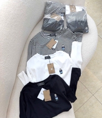 SET 3 ÁO ZIP THÊU GẤU ĐEN TRẮNG KẺ NỮ THU ĐÔNG