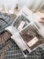 ÁO SƠ MI GU KẺ NƠ 2 LỚP DÀI TAY NỮ SẴN (XẢ 79k)