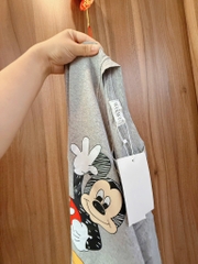 BỘ DÀI MICKEY XÁM QUẦN KẺ NỮ THU ĐÔNG SẴN