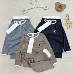 SET BỘ DÀI COTTON THÊU GẤU WHO BÉ TRAI