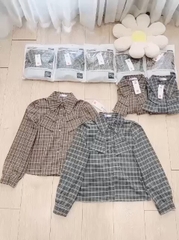 ÁO SƠ MI GU KẺ NƠ 2 LỚP DÀI TAY NỮ SẴN (XẢ 79k)